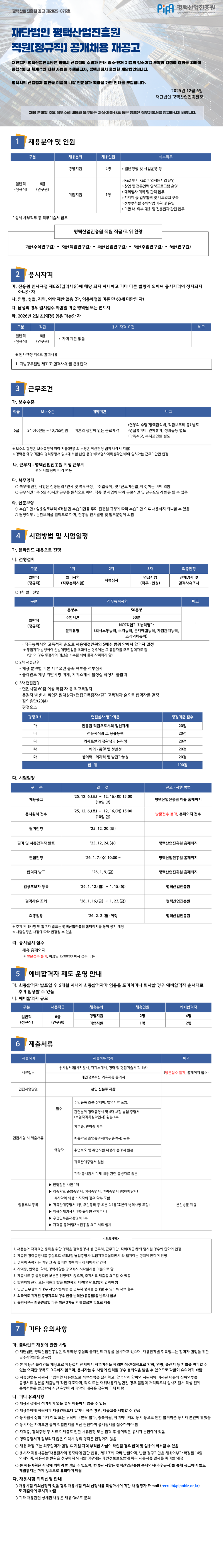 붙임 1. (공고-제2025-076호) 「2025년 제6회 직원(정규직) 공개채용」 재공고_(홈페이지용).png